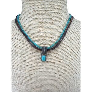 Vintage Artisanal Turquoise and  Chain Wire Wrapped Necklace